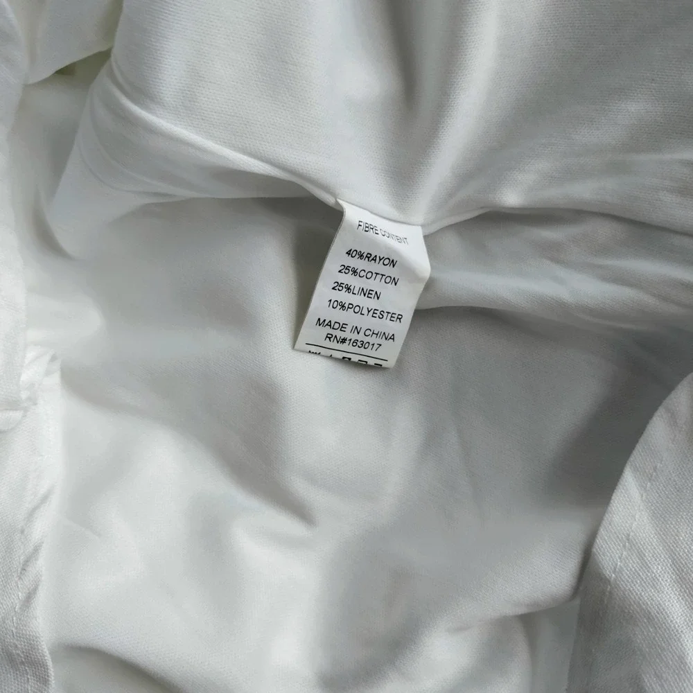 Strapless LINEN‎ Faux Wrap Side Tie Ivory Sexy Party Resort Wedding Y2K Dress 12